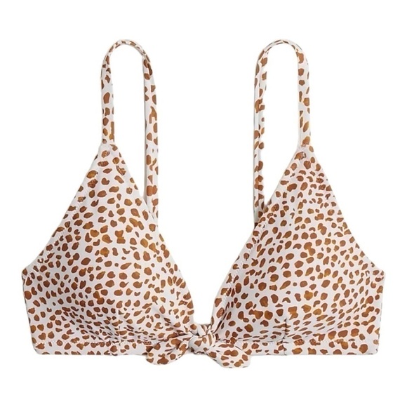 NWT! J. Crew Animal Printed Bow Bikini Top in White Pale Clay. Size 3X. - Picture 9 of 9